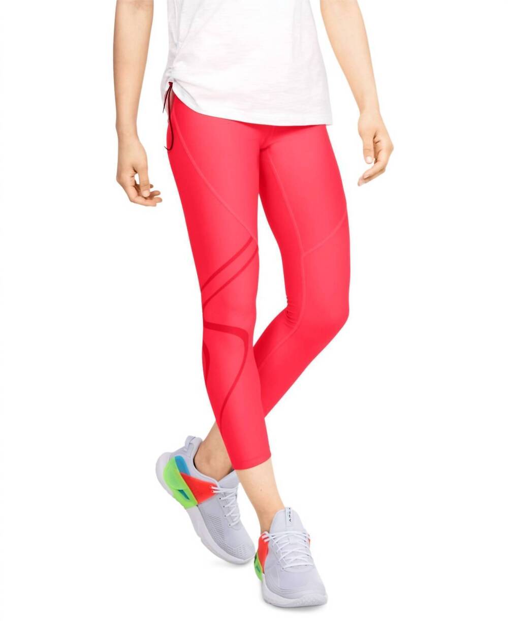 NEW UNDER ARMOUR heatgear compression crop leggings in beta red